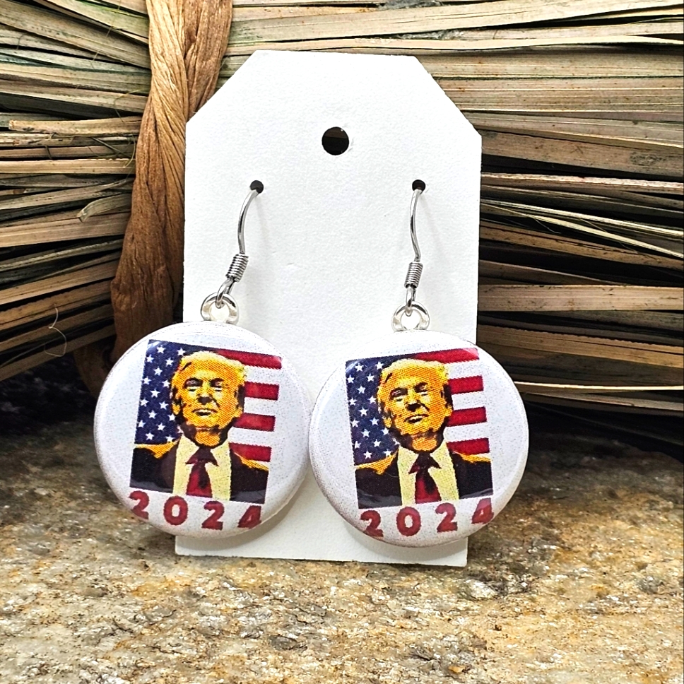 Trump 2024 Earrings Souvenir Fjb Maga Donald Trump For President Republican